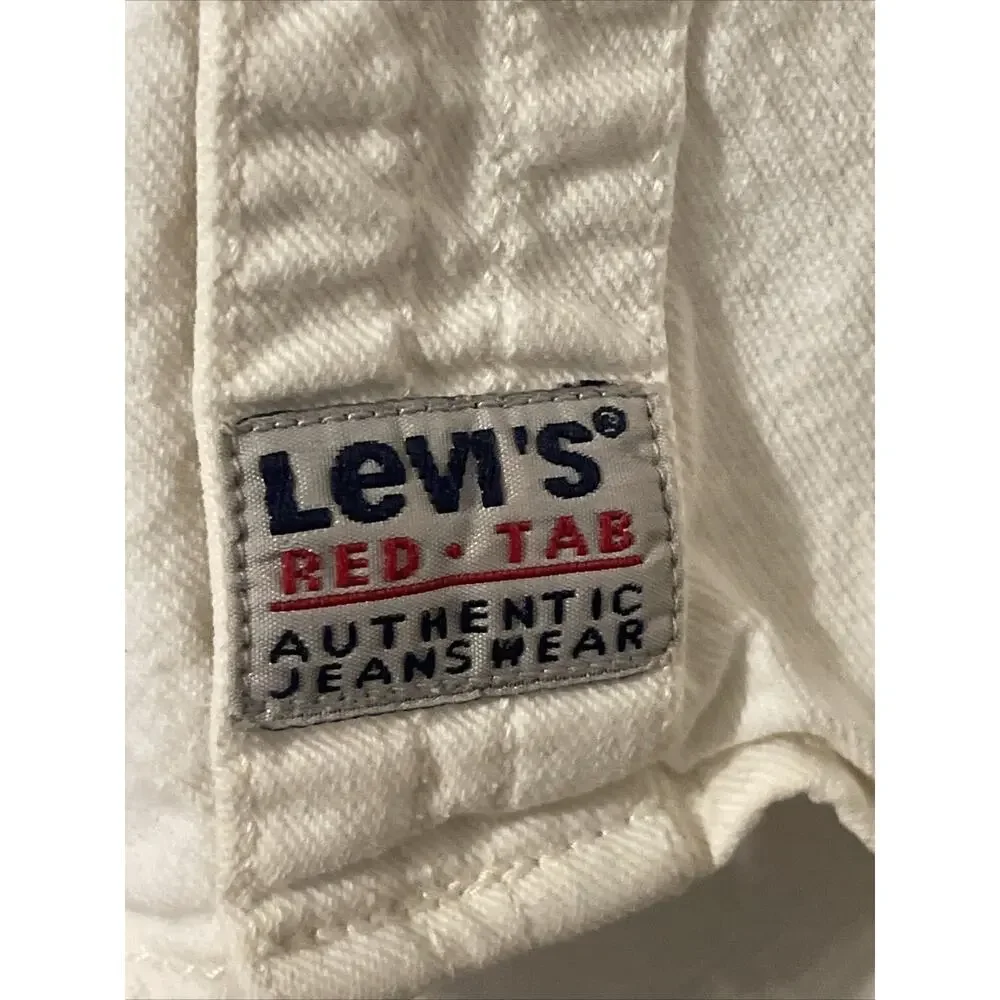 Vintage 90s Levi’s Red Tab Men’s Large White Long Sleeve Shirt W/Metal Buttons